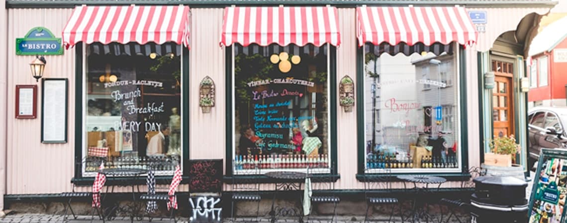 Storefront of a small bistro